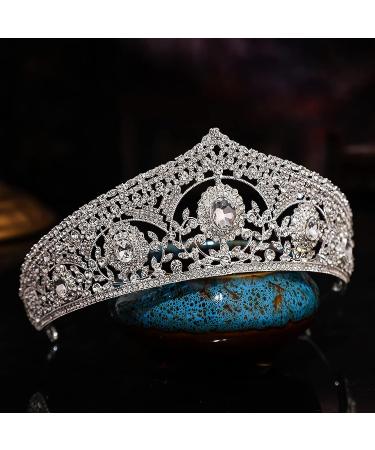 WIOJEIGO Women's Crystal Crown Wedding Tiara for Prom & Birthday Party - Silver - Buy Online on GoSupps.com