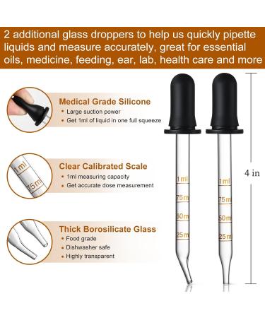 4 Pack Amber Glass Dropper Bottles with Pipettes 1 oz Leakproof Tincture Bottles for Essential Oils & Liquids - International Shipping Available - Buy Online on GoSupps.com