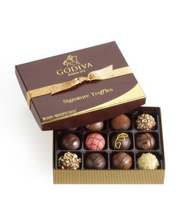 Godiva Chocolatier Assorted Chocolate Truffles Gift Box, Gold Ribbon, 12 pc. 12 Piece 8.3 Ounce (Pack of 1)