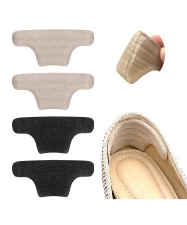 Heel Cushion Pads Heel Grips Liner Cushions Inserts for Shoe Too Big Men/Women Gel Heel Protectors Improved Shoe Fit and Comfort for Loose Shoes Stop Heel Slip and Blister (4 Pairs) 2beige+2black
