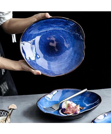 Serving Plates Household Ceramic Dinner Plate Blue Glaze Salad Plate Fruit Plate Bread Plate Irregular Tableware Western Food Plate/Kitchen Supplies for Appetizer Dinner and Desserts (Size : 21cm) - Buy Online on GoSupps.com
