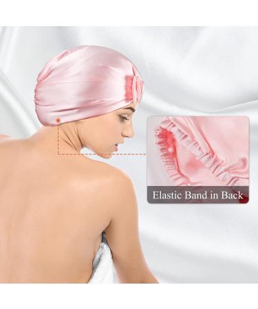 Kenllas 22-Momme 100% Mulberry-Silk Bonnet | Natural Pure Silk Sleep Cap for Women | Curly Hair Care Cover (Pink - Double Layer) - Buy Online on GoSupps.com