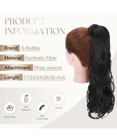 Natural Wavy Hair Clip-In Ponytail Extension - 60cm Dark Black - S-noilite - Buy Online on GoSupps.com
