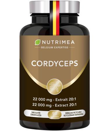 Laboratoires Nutrimea CORDYCEPS 22200 mg Cordyceps Mycelium Extract 20:1 High in Polysaccharides Adaptogenic Mushroom 90