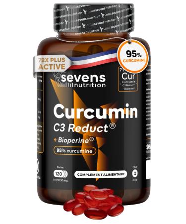Curcumine C3 Reduct avec BioPerine 95% Curcuma Premium avec Huile d Olive et MCT 120 Softgels Puissant Anti Inflammatoire Antioxydant Naturel Haute Absorption Sevens