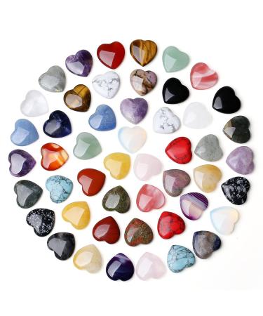 Xiannvxi 50pcs natural crystals heart set gemsteine heart love stone crystal rose quartz amethyst energy chakra stones set room decor c-multi-50pcs