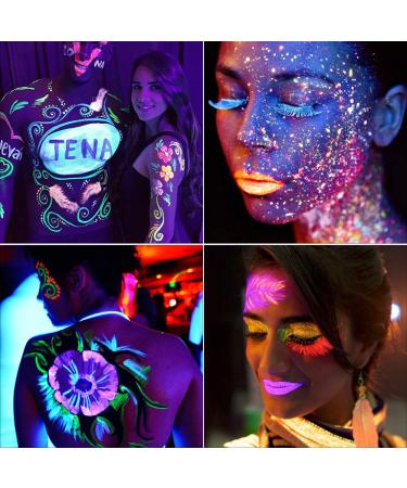 UV Glow Blacklight Face and Body Paint 8-Color 1oz - Day/Night Stage Makeup for Clubbing & Costumes - Buy Online on GoSupps.com