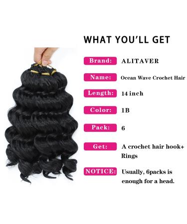 Ocean Wave Crochet Hair 14 Inch 6 Packs - Deep Wave Crochet Braids for Black Women - Synthetic Braiding Hair Extensions (1B) - Buy Online on GoSupps.com