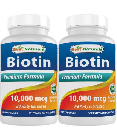 Best Naturals Biotin 10 000 mcg 200 Capsules (Pack of 2)