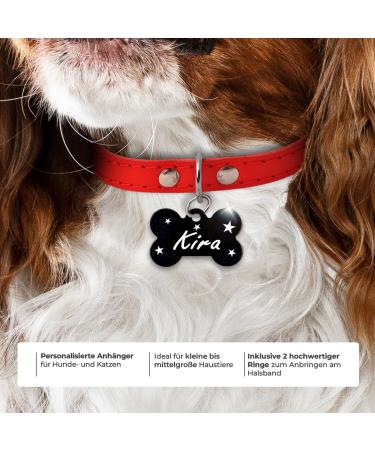 Ibera Gifts - Personalized Bone-Shaped Pendants for Dogs & Cats | Custom Engraved Neck Bands in Black Stars - Buy Online on GoSupps.com