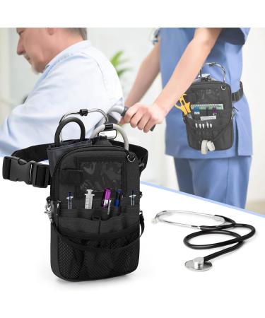 Trunab Vet Nurse Pouch with Multiple Pockets Nurse Waist Bag Fanny Pack with Adjustable Waist Strap for Stethoscope Scissors and Other Medical Supplies Black - Patented Design Black 1 - Buy Online on GoSupps.com