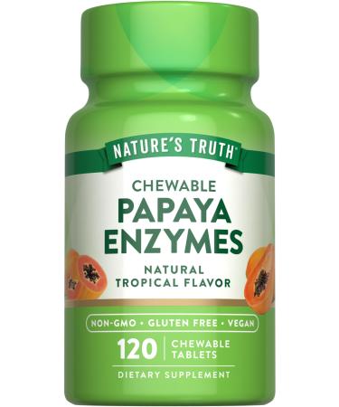 Nature's Truth Papaya Enzyme Chewable Tablets | 120 Count | Vegan Non-GMO & Gluten Free Supplement for Digestion | Natural Tropical Flavor