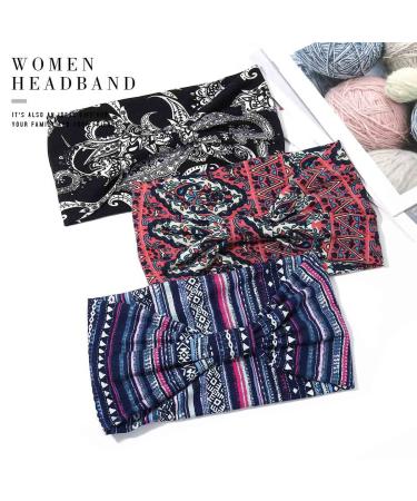 Zoestar Wide Headband - Vintage Knotted Turban Hair Wraps for Women & Girls - 3-Pack Black Stretch Twist Forehead Ligaments - Buy Online on GoSupps.com