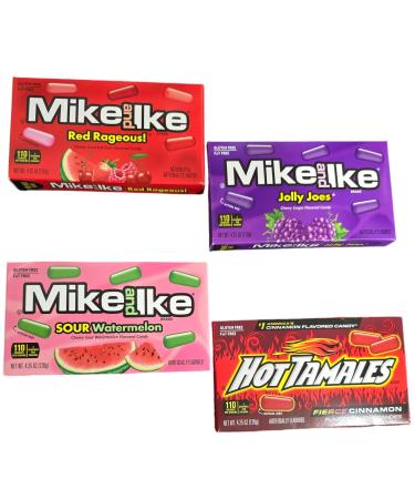 Variety pack of 3 Mike and Ike & 1 Tamales cinnamon candies 120g each Total 480g(17Oz)