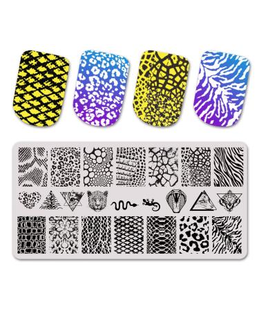 Nail Stamping Plates - Animal Snake Print Nail Stencils & Silicone Stamp Scraper | Manicure Salon Accessories for Perfect Nails - Buy Online on GoSupps.com