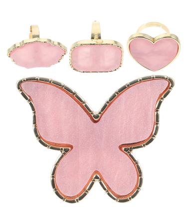 Lot de 4 Palettes Annulaires Nail Art en R sine Rose Supports pour Vernis Ongles Bague R glable Outils Polyvalents pour Manucure Professionnelle et D coration D Ongles