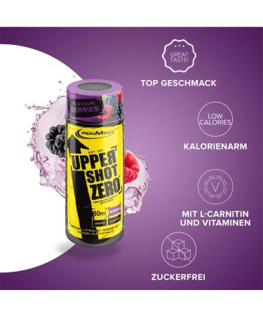 Ironmaxx Upper Shot Zero - Wildberries 12x60ml | Sugar-Free Pre-Workout Shot with L-Arginine L-Citrulline Malate Taurine & Caffeine | Boost Energy in Delicious Flavors - Buy Online on GoSupps.com