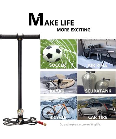 VEPURLT 3-Stage High Pressure Hand Pump | 4500Psi for Air Rifles, Car Tires & Scuba Tanks - Buy Online on GoSupps.com