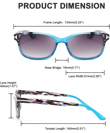 WANWAN Vintage Square Blue Reading Glasses with Spring Hinges for Women Men - 1.5x - Buy Online on GoSupps.com