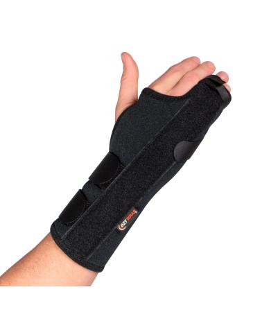 Medium Right-Hand Wrist Brace - Ezy Wrap The Boxer Orthopedic Hand & Wrist Brace   Wrist Support Brace for Women & Men   Comfortable Wrist & Hand Wraps w/Finger Splints for Metacarpal Fracture  Sprain  or Swelling (Black...