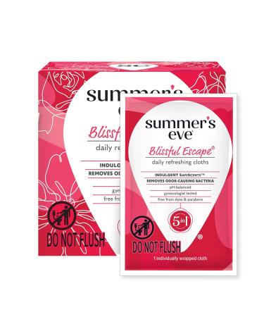 Summer's Eve Blissful Escape Daily Refreshing Feminine Wipes, Removes Odor, pH balanced, 16 count 16 Count (Pack of 1) Blissful Escape-16 Count - Buy Online on GoSupps.com