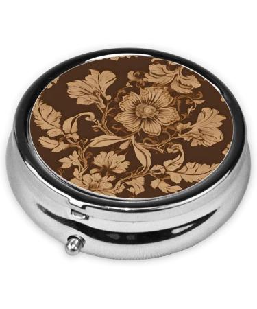 Ornate Floral Mini Round Pill Box | 3 Compartment Portable Pill Organizer for Travel & Home Use - Buy Online on GoSupps.com