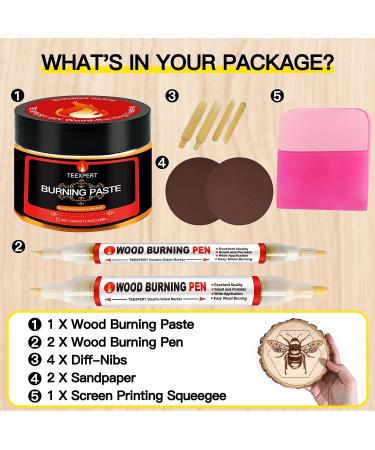 Teexpert Wood Burning Gel Pen Kit - 4OZ Paste with Scorch Pens & Tips for DIY Wood Crafts - Buy Online on GoSupps.com