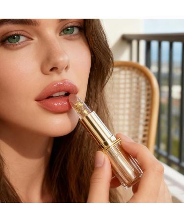 laxreheye Color Changing Lip Balm 35g Colorful Lip Gloss Volume Moisturizing Lip Balm Gold Leaf NonOintment for Women Girlfriend Mother Grandmother Makeup Skin Care - Buy Online on GoSupps.com