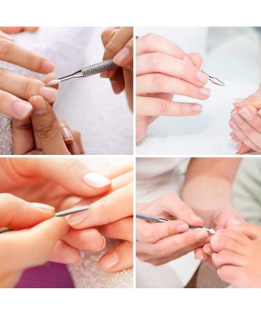 Stainless Steel Cuticle Pusher & Cutter Set - Professional Nail Cleaner Tool for Manicure & Pedicure - 4 Pcs/Set - Buy Online on GoSupps.com