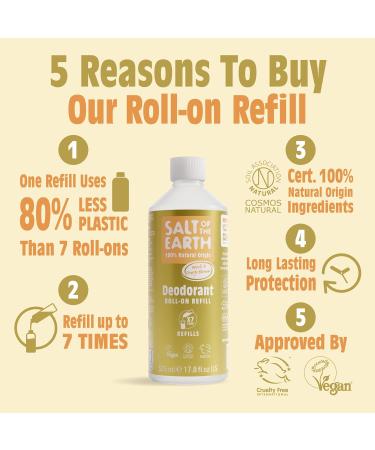  Salt Of the Earth Salt Of the Earth Natural Roll-On Deodorant Refill by Salt of the Earth Neroli & Orange Blossom - Vegan Long Lasting Protection Jumping Rabbit Approved Made in the UK - 530ml - Buy Online on GoSupps.com