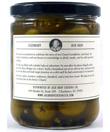 Jack Rudy Cocktail Co Vermouth Marinated Green Pitted Olives - Premium Cocktail Garnish - Buy Online on GoSupps.com