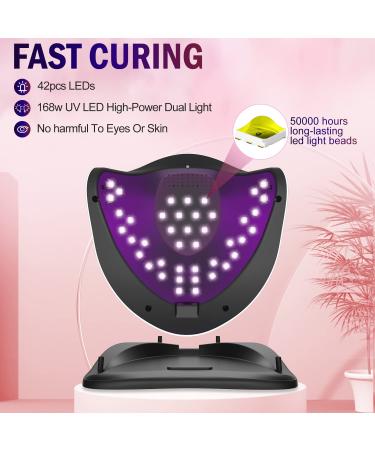 NAILGIRLS 168W UV LED Nail Lamp | Professional Fast UV Light Gel Polish Curing | 4 Timer Settings | Auto Sensor Nail Dryer for Home & Salon Use - Buy Online on GoSupps.com