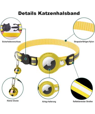 Shop Mouyou Airtag Cat Neck Band - Soft Nylon Reflective Collar with Bell | Adjustable 22-34cm - Ensure Safe Tracking for Your Cat - Buy Online on GoSupps.com