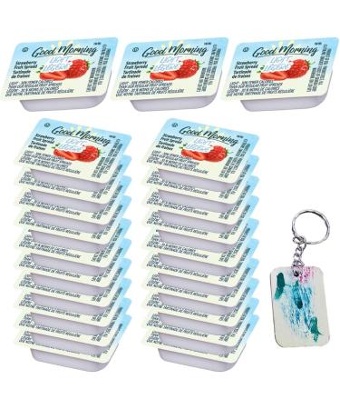 Light Strawberry Jam Pack - 25 Snack Savvy Delights: 25 Strawberry Jam Cups - On-The-Go Portion Control Pack for Travelers & Meal Prep 25 Cups Total Confiture au fraise Comes with a Hand Painted Keychain by PaLiSoL CREATiONS! Light Strawberry Jelly - Buy Online on GoSupps.com