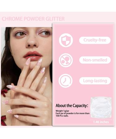 Allstarry White Pearl Chrome Nail Powder - Iridescent Metallic Mirror Effect Glitter for Nail Art Decoration - Buy Online on GoSupps.com