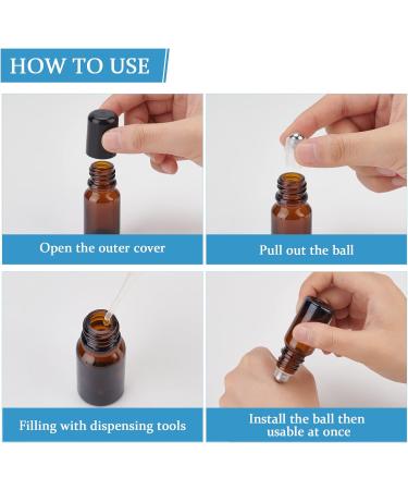 BENECREAT 24 Sets Essential Oil Roller Inserts Kit - Stainless Steel Balls & Black Caps for 5-15ml Bottles | Ideal for Essential Oils & Cosmetics - Buy Online on GoSupps.com