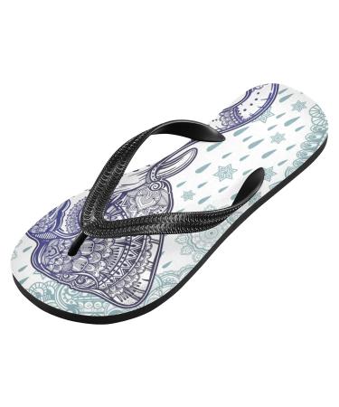Mnsruu Bohemian Elephant Paisley Mandala Flip Flops | Stylish Sandals for Men & Women | Perfect for Hotel Spa Travel & Home - Buy Online on GoSupps.com