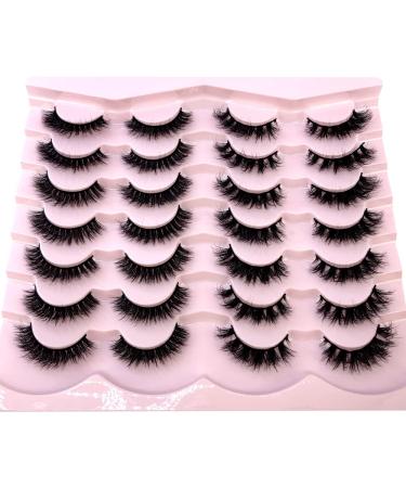 HBZGTLAD 14/16 Pairs Mink Lashes Fluffy Soft Wispy Natural Cross Eyelash Extension - Reusable Dramatic False Eyelashes - Buy Online on GoSupps.com