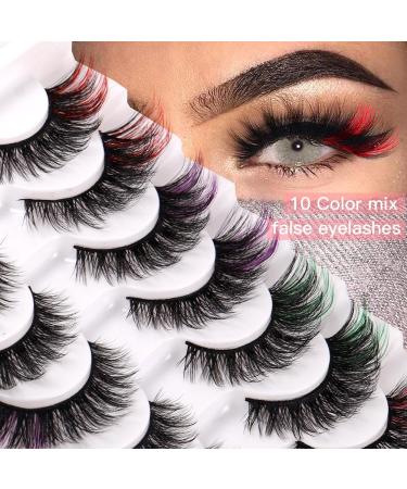 10pairs False Eyelashes Color Russian Strip Extension False Eyelash Set 3d Effect Thick Thin And Fluffy Used For Daily Party Wedding - Buy Online on GoSupps.com