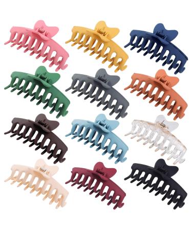 12 Pack Butterfly Hair Clips Large Hair Claw Clips for Woman and Girls Non-slip Matte Banana Clips Strong Hold jaw clip Fashion Hair Accessories