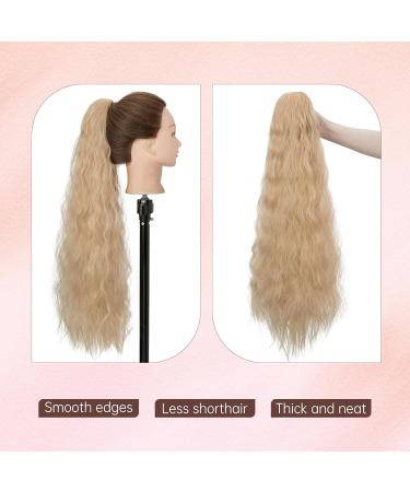 Ponytail Extension 32 Inch Drawstring Hairpiece for Women - Long Curly Corn Wavy Synthetic Ponytail with Brown mix Golden Blonde Highlights - Perfect for Daily Use & Parties - Buy Online on GoSupps.com