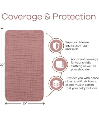 Comfy Cubs Muslin Spitting Towels Set - 100% Cotton Ultra Soft & Extra Absorbent 6-Layer Hand Washcloths in Mauve (Pack of 6) - Buy Online on GoSupps.com