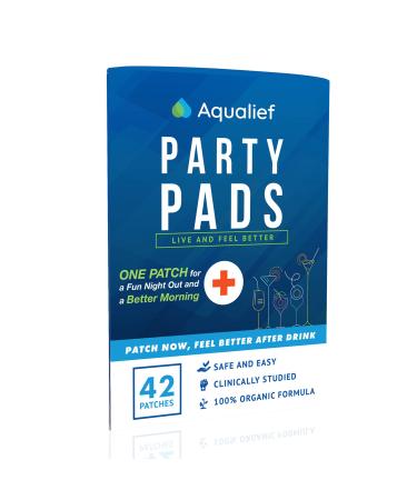 Aqualief Party Pads, 42 Pack, 12 Natural Formula with Green Tea, Waterproof Peel-and-Stick Pad (Blue) 42 Count (Pack of 1)