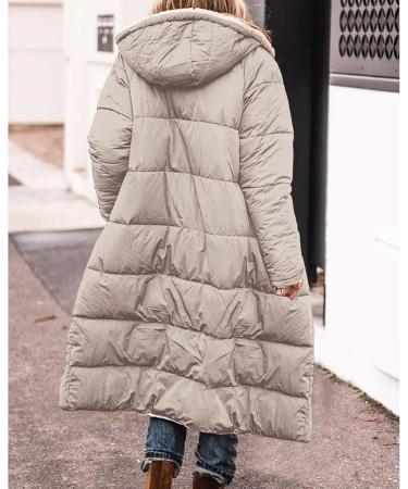 Hanxiulin Women's Oversized Plush Hoodie Jacket - Windproof Fleece Winter Coat with Art Fur Khaki L - Buy Online on GoSupps.com