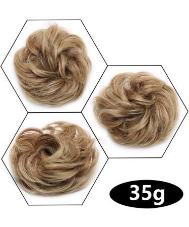 Fake Hair Bun Scrunchie Messy Bun Chignon Wavy Donut Updo Synthetic Extensions 35g Golden Brown & Blond - Buy Online on GoSupps.com