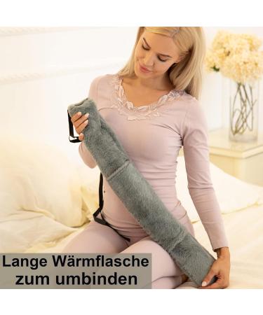 Owozoi Long Hot Water Bottle with Soft Cover & Kangaroo Bags - 72cm 2L - Ideal for Neck Shoulder & Bed - Perfect Women's Gift in Gray - Buy Online on GoSupps.com