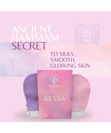 BfefBo Body Exfoliating Glove KESSA Pink & Purple 2 PACK Bath & Shower Mitt Body scrub Exfoliator Plant based Targets keratosis pilaris Plastic free (Pink) Pink Purple - Buy Online on GoSupps.com