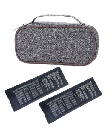 KETWOD Insulin Cooler Travel Case medication cooler for travel Multifunctional Medicine Storage with Two Blue Ice Packs (Grey)