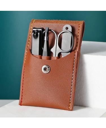Nail Sets Nail Care Stainless Steel Nail Set Men and Women Nail Set Portable Travel Beauty Set with Eyebrow Trimming Clippers Nail File (Color : Gray-4-piece Set)(Brown 4 Piece Set) - Buy Online on GoSupps.com