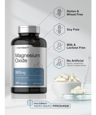 Horb ach Magnesium Oxide 865 mg | 200 Capsules | Non-GMO and Gluten Free Supplement 200 Count (Pack of 1) - Buy Online on GoSupps.com